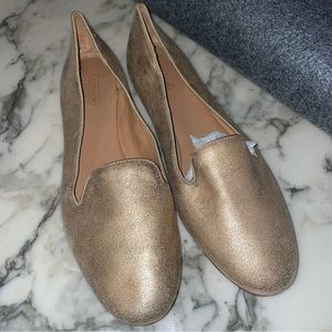 COACH Gold Leather Smoking Slippers Flats - 11B